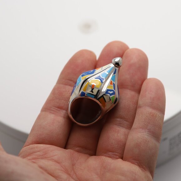 Art Ring Sterling Silver famous artist Enamel Inspired Artistic Ring - Picture 3 of 12